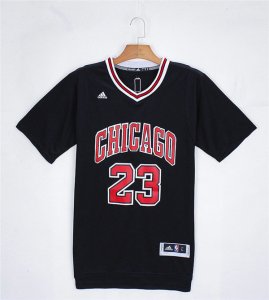 Maillot De Basket Chicago Bulls Michael Jordan 23 Manches CourtesTissus Sportif Fans Edition Noir